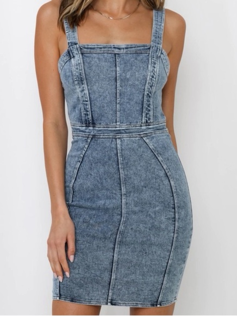 HELLO MOLLY SLEEVELESS STRETCH DENIM DRESS